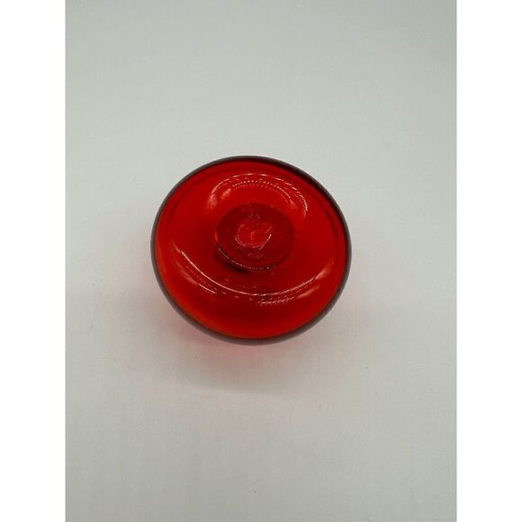 Glass Art Apple Paperweight Hand Blown 3” Clear Red Glass Polished Bottom - Picture 4 of 8